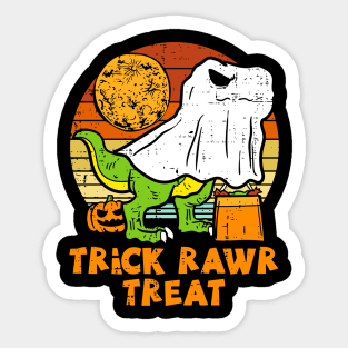 Trick Rawr Treat Dino Ghost T-rex Halloween Sticker